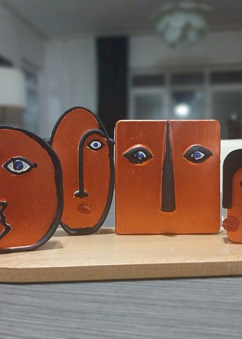 Bronz Soyut Yüz Figürleri - Görsel 2