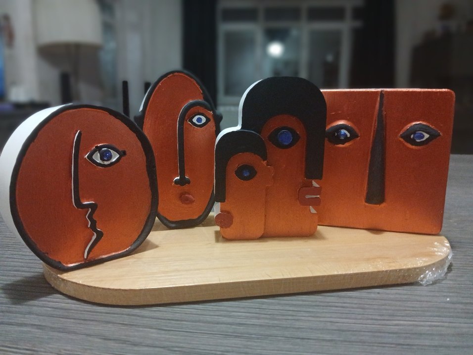 Bronz Soyut Yüz Figürleri - Görsel 3