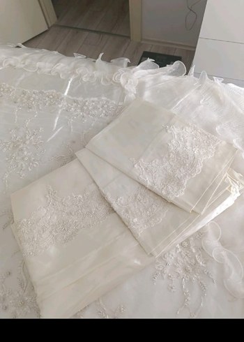 Fransız Güpürlü krem Yatak Örtüsü - Görsel 3