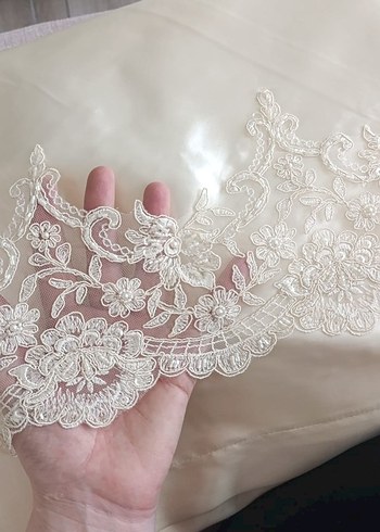 Fransız Güpürlü krem Yatak Örtüsü - Görsel 2