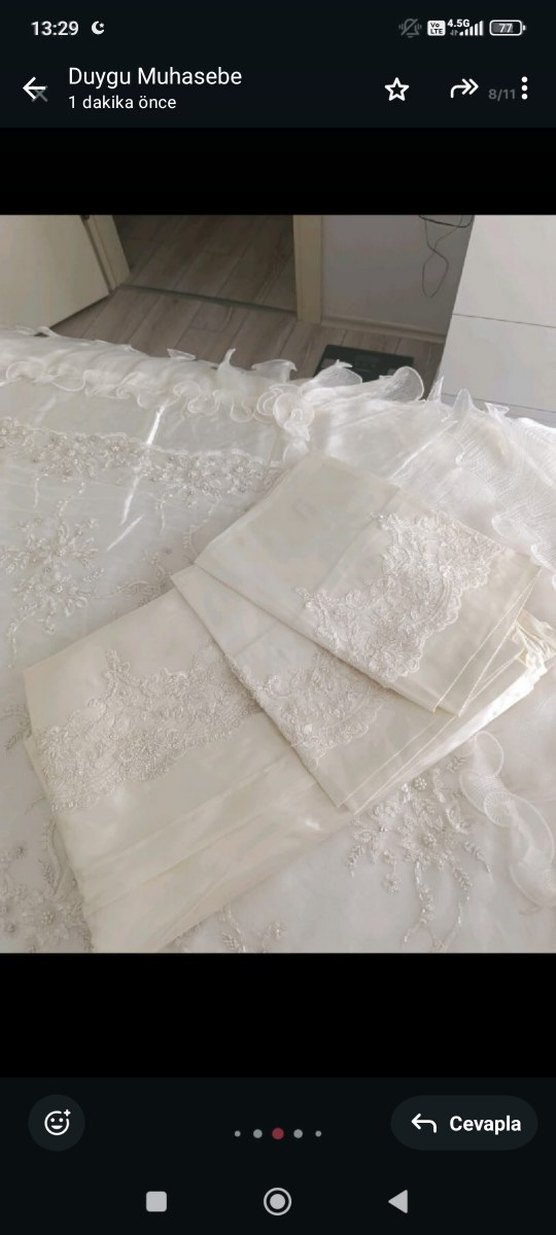 Fransız Güpürlü krem Yatak Örtüsü - Görsel 3