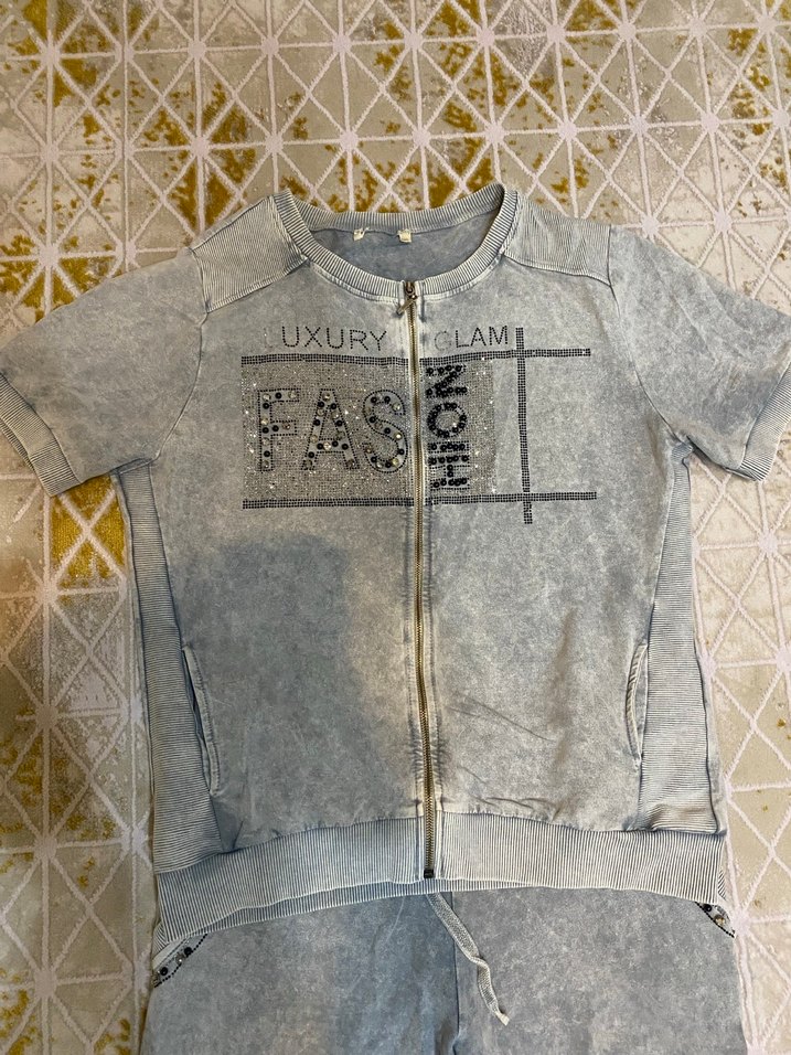 Gri kadife kadın eşofman takımı - Görsel 2