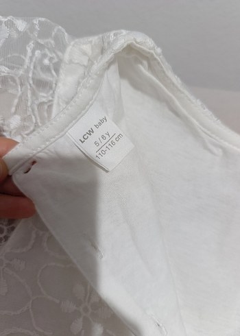 Kız Çocuk Beyaz Nakışlı Dantel Elbise - Görsel 4