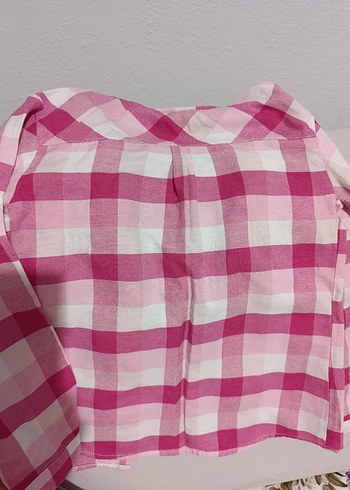 Kız Çocuk Pembe Kareli Pamuklu Gömlek - Görsel 4