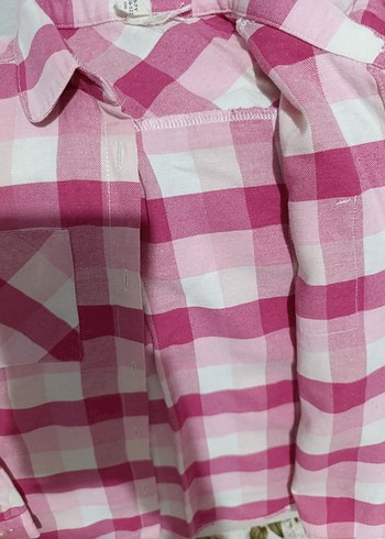 Kız Çocuk Pembe Kareli Pamuklu Gömlek - Görsel 3