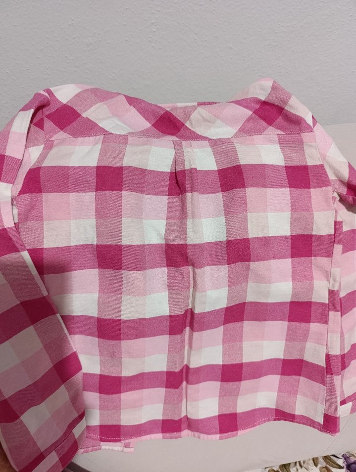 Kız Çocuk Pembe Kareli Pamuklu Gömlek - Görsel 4