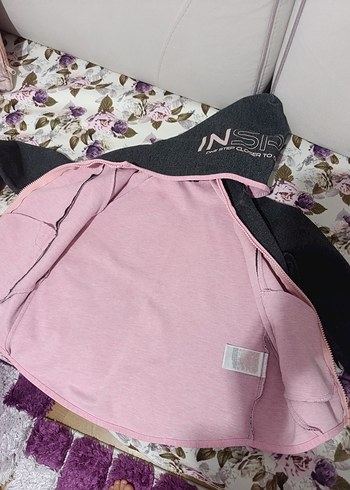 Kız Çocuk Gri Kapüşonlu Fermuarlı Sweatshirt - Görsel 4