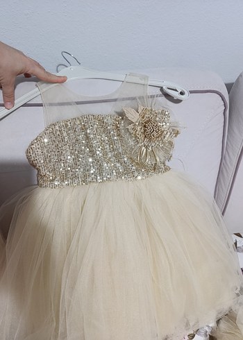 Kız Çocuk Beyaz Tül Fırfırlı Abiye Elbise - Görsel 4