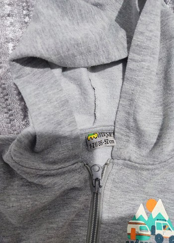 Kapüşonlu Fermuarlı Gri Erkek Çocuk Sweatshirt - Görsel 2