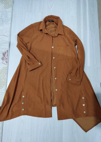 Düğmeli Uzun Kadife Kadın Tunik - Görsel 6