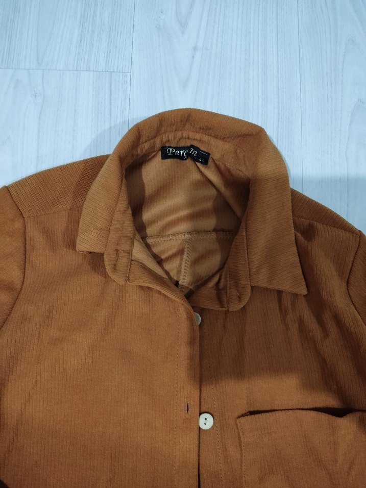 Düğmeli Uzun Kadife Kadın Tunik - Görsel 5