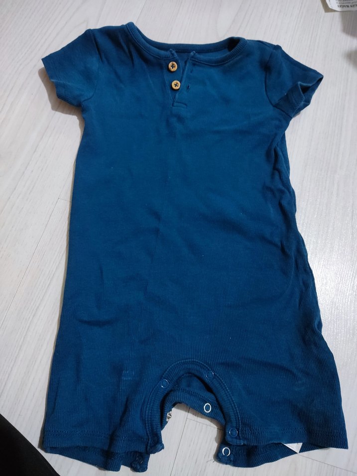 Lacivert Kısa Kollu Bebek Tulum - Görsel 2