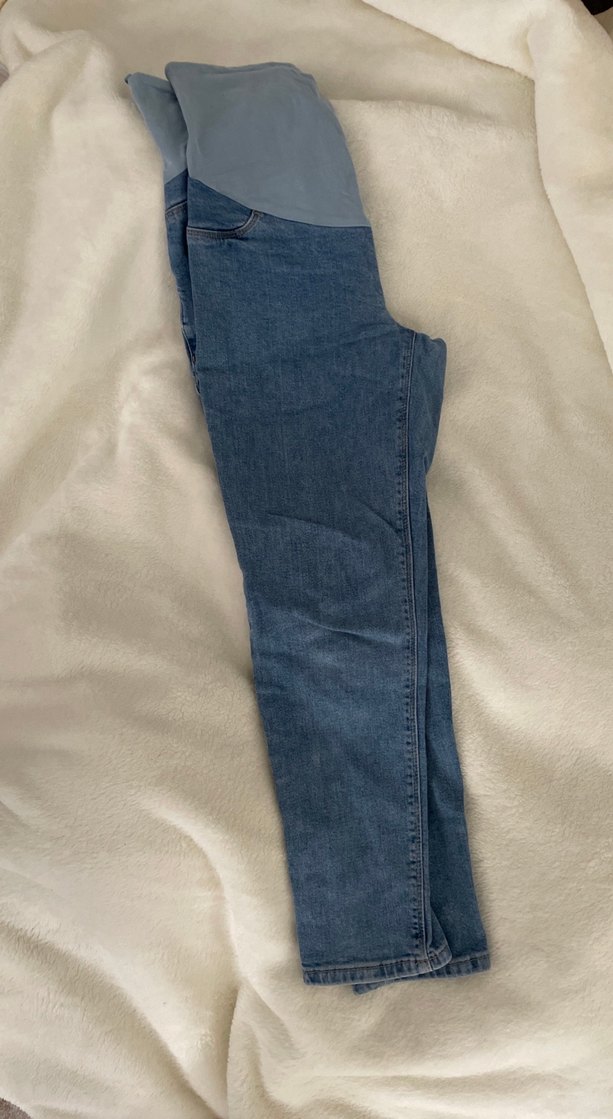 Gri Belli Mavi Hamile Kot Pantolon - Görsel 2