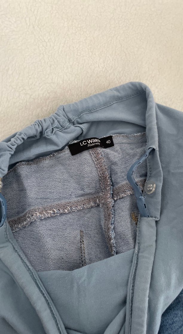 Gri Belli Mavi Hamile Kot Pantolon - Görsel 4
