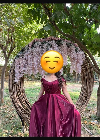 Bordo V Yaka Uzun Drapeli Kadın Elbise - Görsel 2