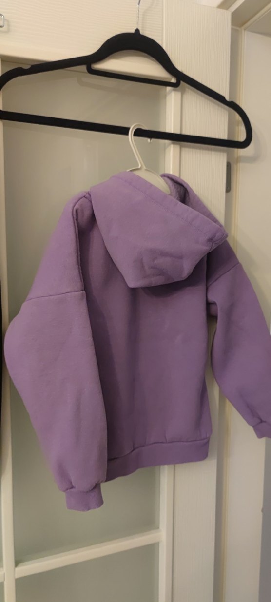 Mor Kapüşonlu Baskılı Sweatshirt ve Siyah Fermuarlı Eşofman - Görsel 5