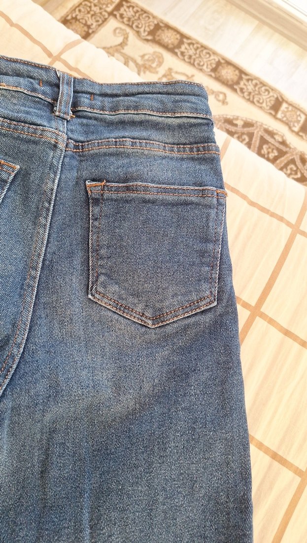 Kadın Mavi Midi Boy Denim Pantolon - Görsel 4