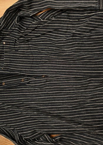 Erkek Çizgili Lacivert Denim Gömlek Mavi marka - Görsel 2