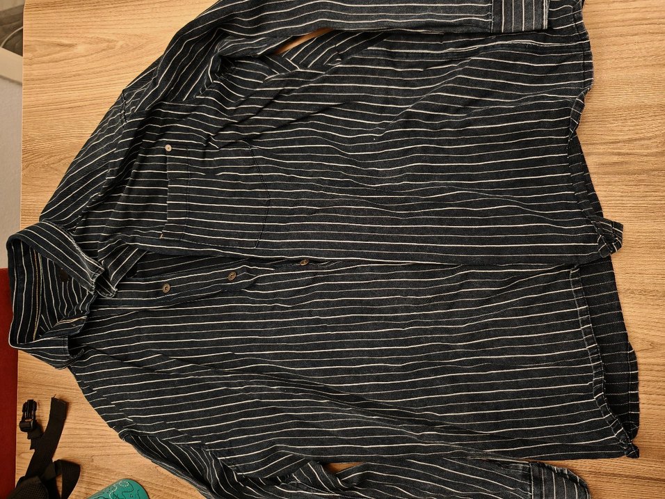 Erkek Çizgili Lacivert Denim Gömlek Mavi marka - Görsel 2