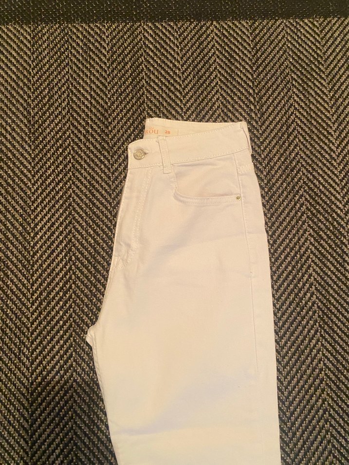 Beyaz Kadın Midi Boy Pamuk Jean - Görsel 3