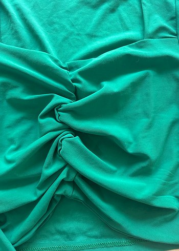 Uzun Kollu V Yaka Drapeli Yeşil Bluz - Görsel 3