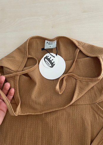 Kadın Bej Kemerli Midi Tulum - Görsel 4