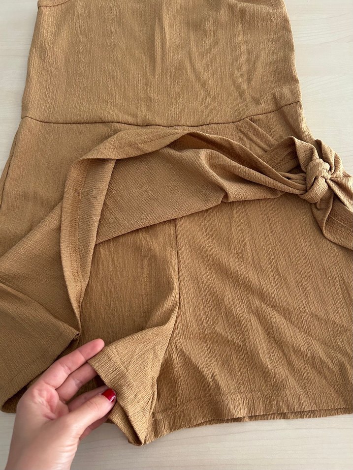 Kadın Bej Kemerli Midi Tulum - Görsel 2