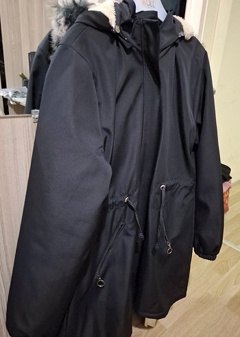 44 Beden siyah Renk Siyah Fermuarlı Midi Kadın Mont