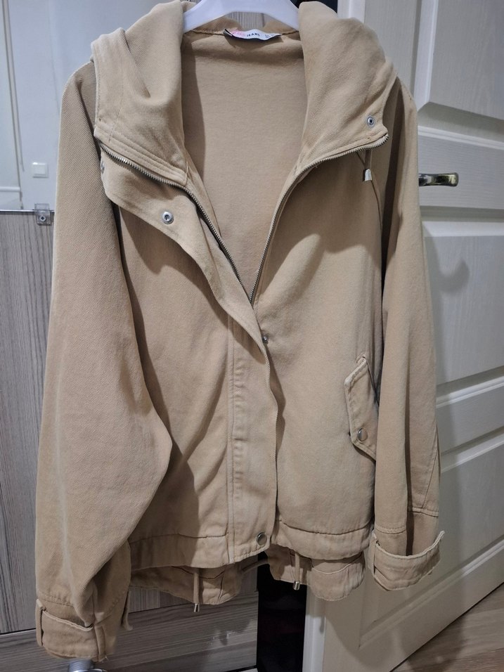 Bej Kadın Midi Boy Düğmeli Ceket - Görsel 3