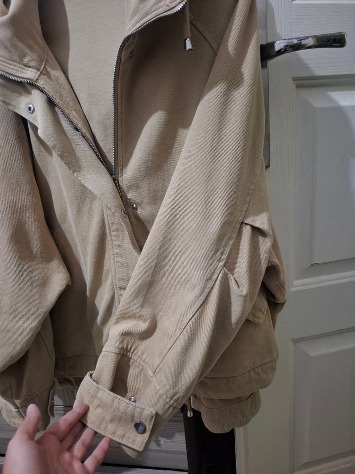 Bej Kadın Midi Boy Düğmeli Ceket - Görsel 4