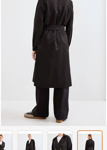 Siyah Kuşaklı Uzun Kadın Trençkot - Görsel 3