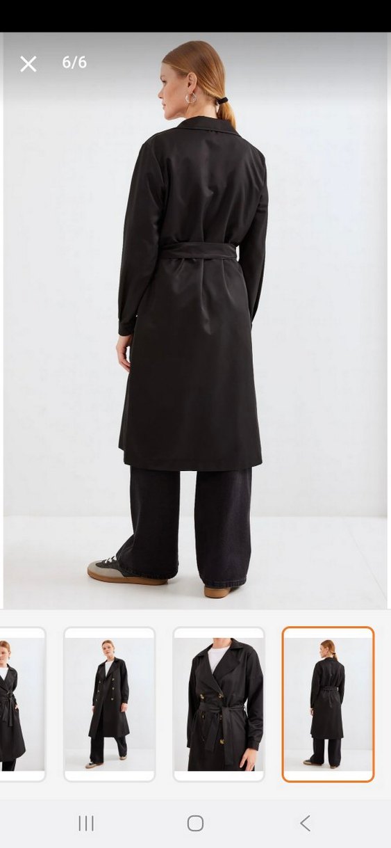 Siyah Kuşaklı Uzun Kadın Trençkot - Görsel 3