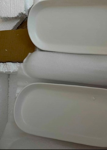 Keramika mat beyaz noyan kayık tabak - Görsel 5