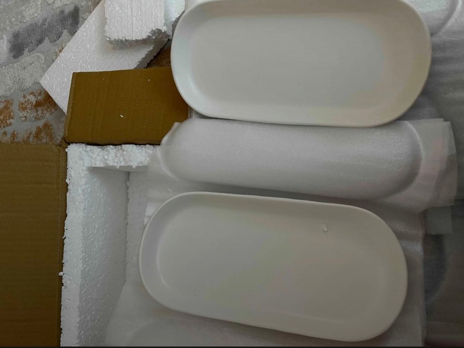 Keramika mat beyaz noyan kayık tabak - Görsel 5