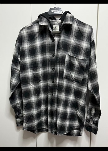 Defacto kapüşonlu Gri Ekose Uzun Kollu Gömlek - Görsel 2
