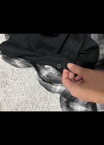 Defacto kapüşonlu Gri Ekose Uzun Kollu Gömlek - Görsel 6