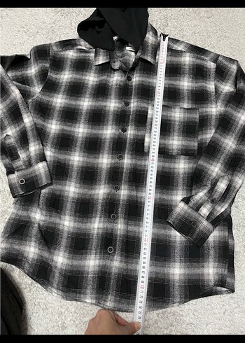 Defacto kapüşonlu Gri Ekose Uzun Kollu Gömlek - Görsel 7