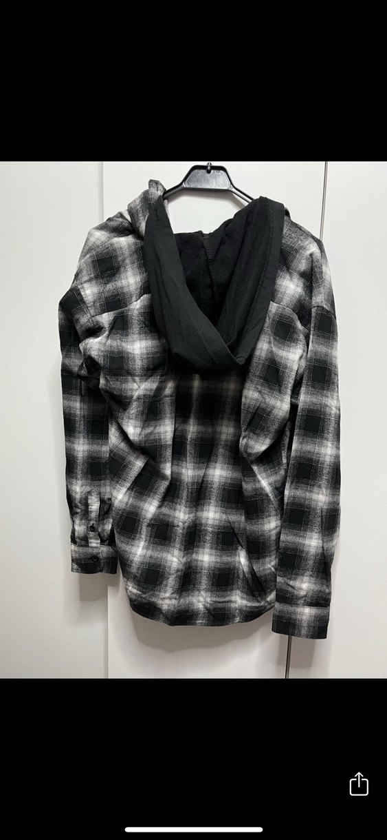 Defacto kapüşonlu Gri Ekose Uzun Kollu Gömlek - Görsel 4