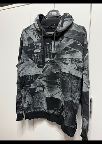 LCW Gri Baskılı Kapüşonlu Erkek Sweatshirt - Görsel 3