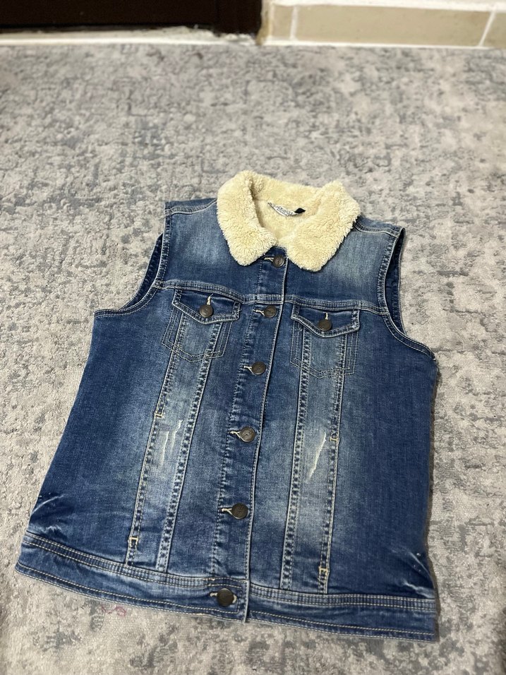 LCW içi kürklü kot ceket - Görsel 5