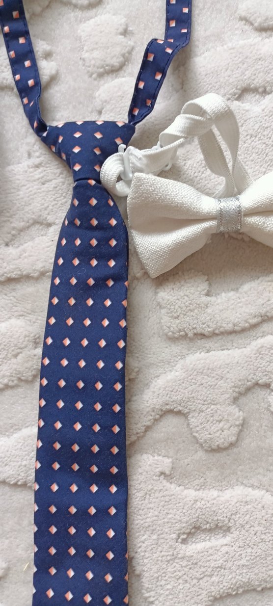 Çocuklar için Beyaz Kemerli Papyon ve Kravat - Görsel 2