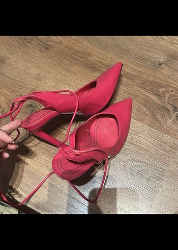 Bershka Bershka Pembe Bağcıklı Stiletto Topuklu Ayakkabı