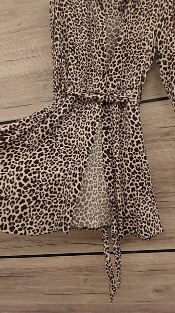 34 Beden Leopar elbise kisa