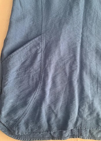 Düğmeli Mavi Tunik Midi Boy - Görsel 3