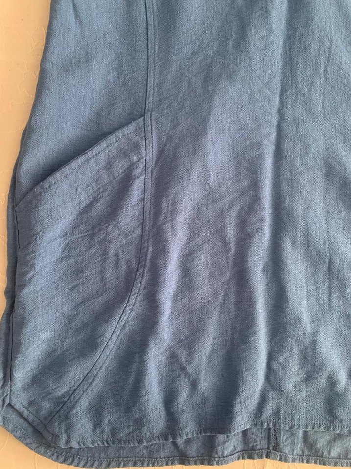 Düğmeli Mavi Tunik Midi Boy - Görsel 3