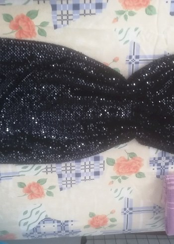 Lacivert Parlak Bisiklet Kesim Yaka Midi Abiye Elbise - Görsel 7