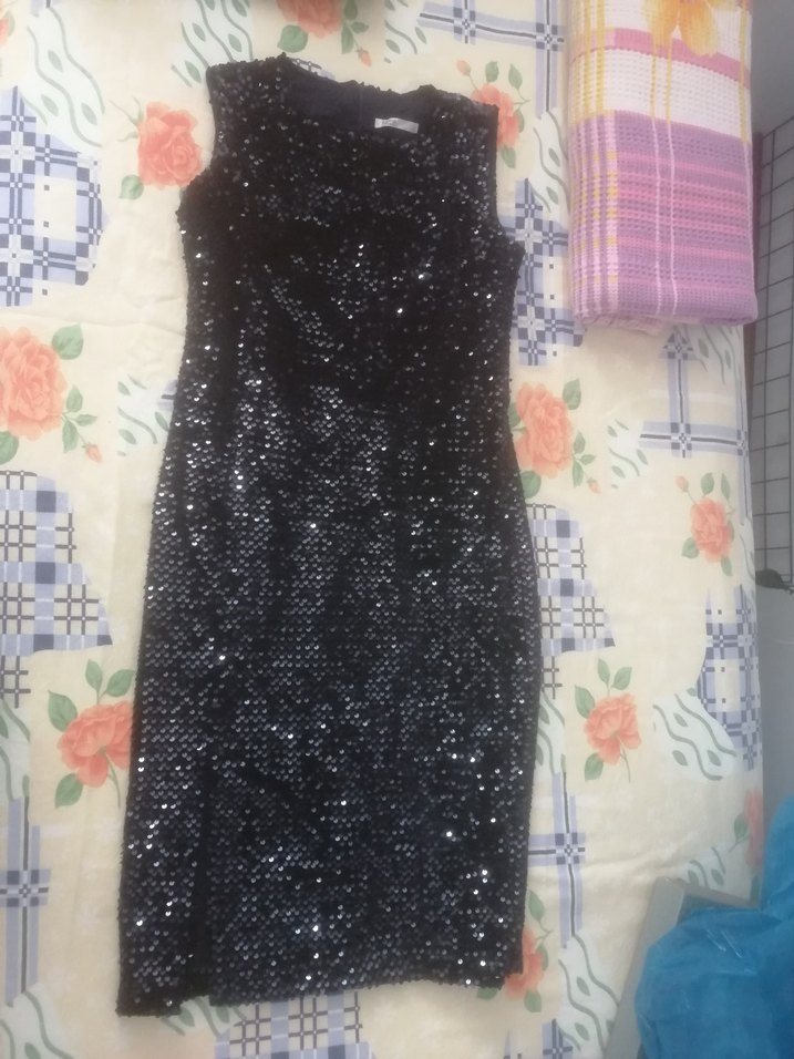 Lacivert Parlak Bisiklet Kesim Yaka Midi Abiye Elbise - Görsel 4