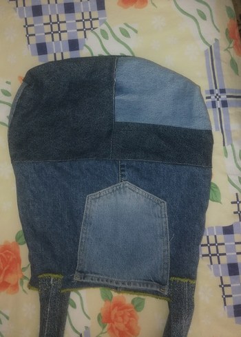 Düğmeli Mavi Kadın Denim çanta EL YAPIMI - Görsel 4