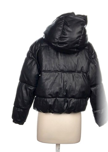 SATILDI!! Siyah Deri Kapüşonlu Fermuarlı Kadın Ceket - Görsel 3