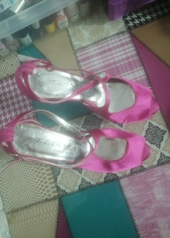 Pembe Yüksek Topuklu Kadın Abiye Ayakkabı - Görsel 4